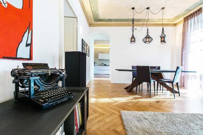 Living room historical apartment renovated